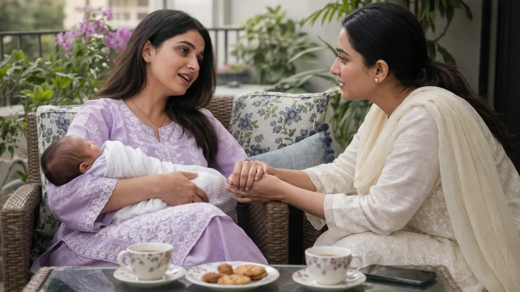 Seeking emotional support as part of postpartum recovery in Pakistan to prevent PPD.