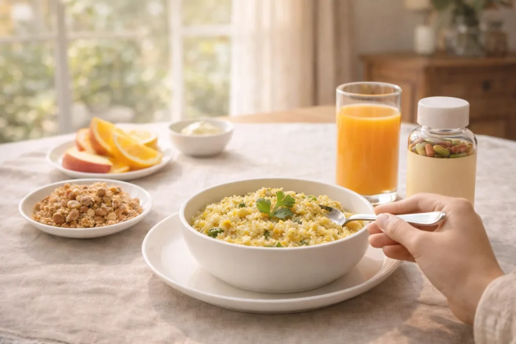 Traditional Pakistani foods like panjiri used as part of physical self-care for mamas.