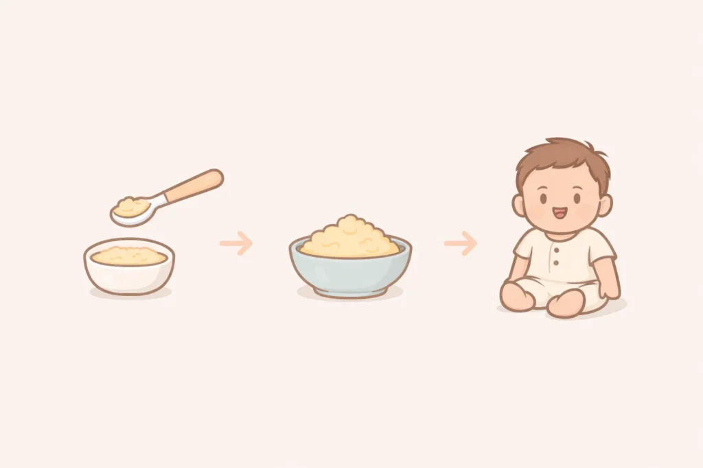 Visual representation of baby feeding progression stages