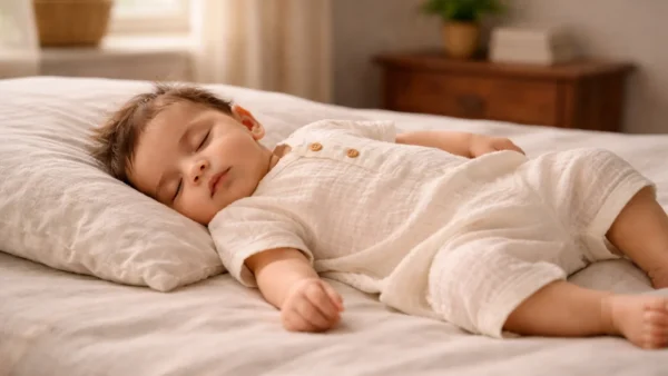 Newborn wearing soft breathable clothes for summer in newborn clothing Pakistan