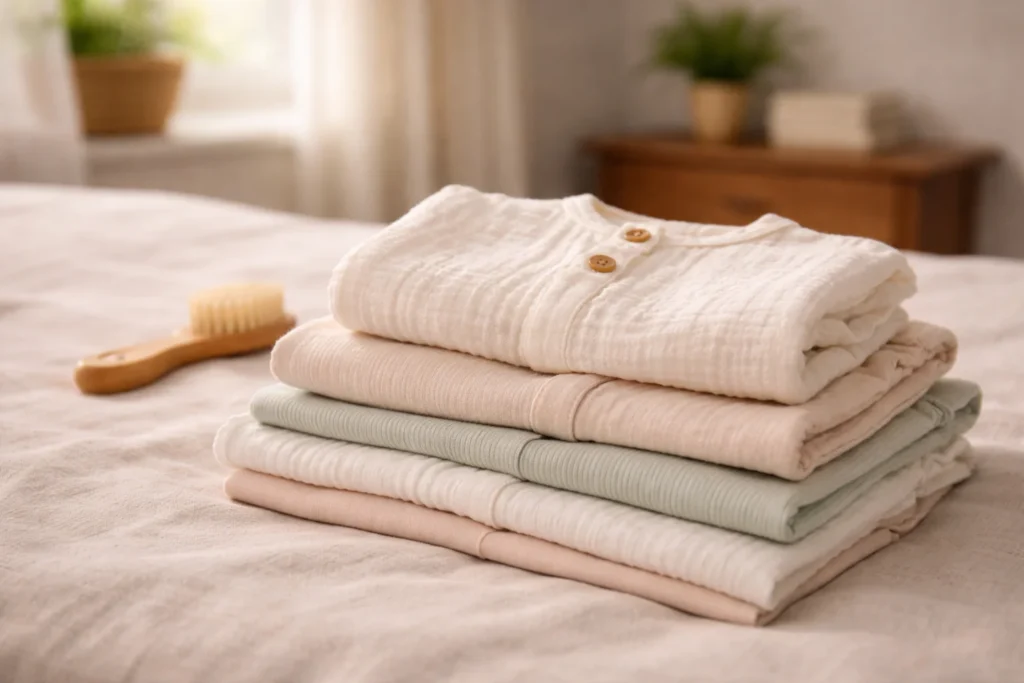 Soft cotton baby clothes suitable for summer weather in Pakistan